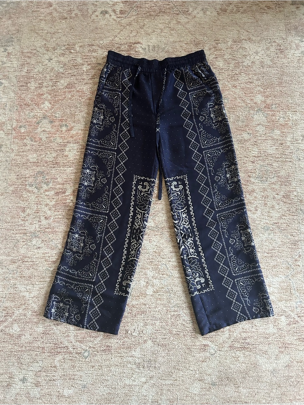 Zara Navy Bandana-Print Pants
